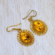 Beautiful Amber Gemstone Jewellery Gold Plated Sterling Silver Earrings GE-583