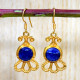 Authentic Gold Plated Sterling Silver Nice Sapphire Gemstone Jewellery Earrings GE-592
