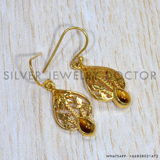 Tiger Eye 925 Sterling Silver Earrings (GE-595) Tiger Eye 925 Sterling Silver Earrings (GE-595)