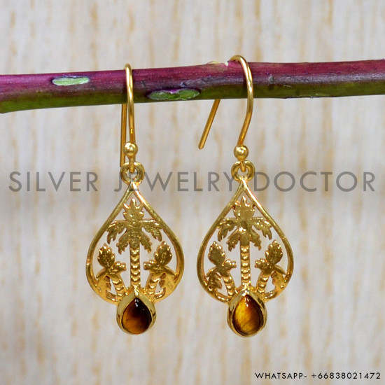 Tiger Eye 925 Sterling Silver Earrings (GE-595) Tiger Eye 925 Sterling Silver Earrings (GE-595)