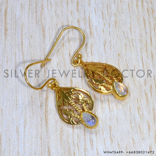 Rainbow Moonstone 925 Sterling Silver Earrings (GE-597) Rainbow Moonstone 925 Sterling Silver Earrings (GE-597)
