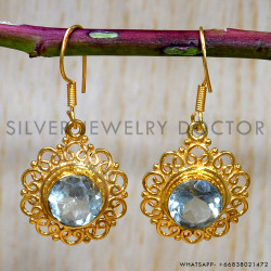 Green Amethyst 925 Sterling Silver Earrings (GE-602)