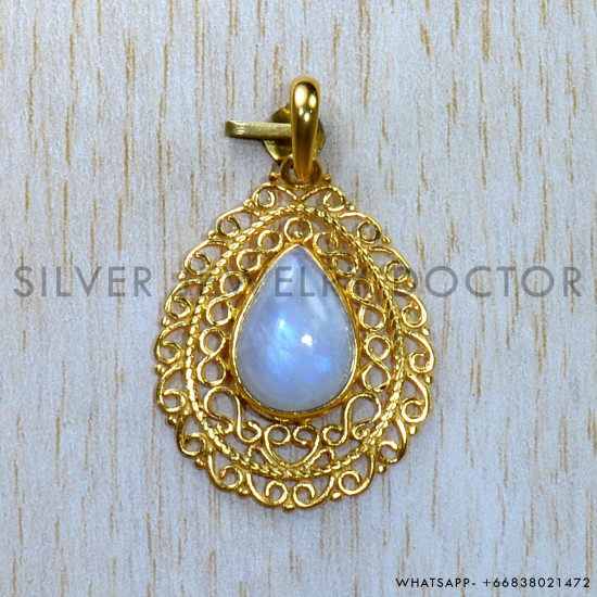 Rainbow Moonstone 925 Sterling Silver Pendant (GP-740)