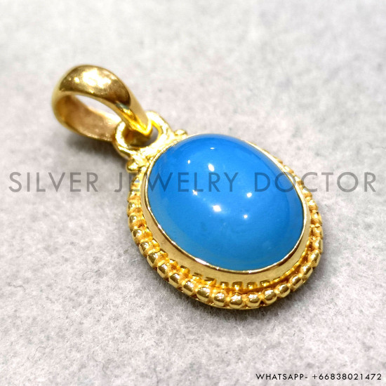 Blue Chacedony 925 Sterling Silver Pendant (GP-826) Blue Chacedony 925 Sterling Silver Pendant (GP-826)