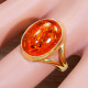 Amber Gemstone Anniversary Gift Jewelry Gold Plated Sterling Silver Ring GR-490