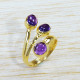 Authentic Gold Plated Sterling Silver Jewelry Nice Amethyst Gemstone Ring GR-501