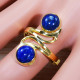 Authentic Jewelry Gold Plated Sterling Silver Lapis Lazuli Gemstone Ring GR-505