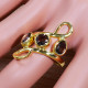 Authentic Gold Plated Sterling Silver Jewelry Smoky Quartz Gemstone Fine Ring GR-516