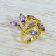 Beautiful Gold Plated Sterling Silver Amethyst Gemstone Ring GR-517