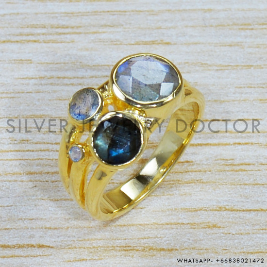 Rainbow Moonstone 925 Sterling Silver Ring (GR-535) Rainbow Moonstone 925 Sterling Silver Ring (GR-535)
