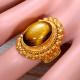 Authentic Jewellery Tiger Eye Gemstone Gold Plated Sterling Silver Ring GR-625