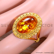 Amber 925 Sterling Silver Ring (GR-629) Amber 925 Sterling Silver Ring (GR-629)