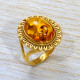 Amber Gemstone Gold Plated Sterling Silver Exclusive Jewellery Ring GR-629