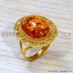 Amber 925 Sterling Silver Ring (GR-633)