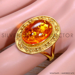Amber 925 Sterling Silver Ring (GR-633)