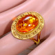 Amber Gemstone Beautiful Jewellery Gold Plated Sterling Silver Ring GR-633