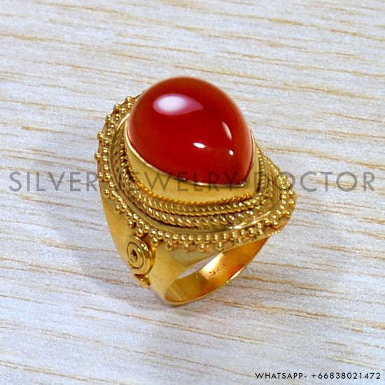 Carnelian 925 Sterling Silver Ring (GR-638)