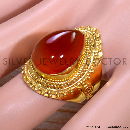 Carnelian 925 Sterling Silver Ring (GR-638)