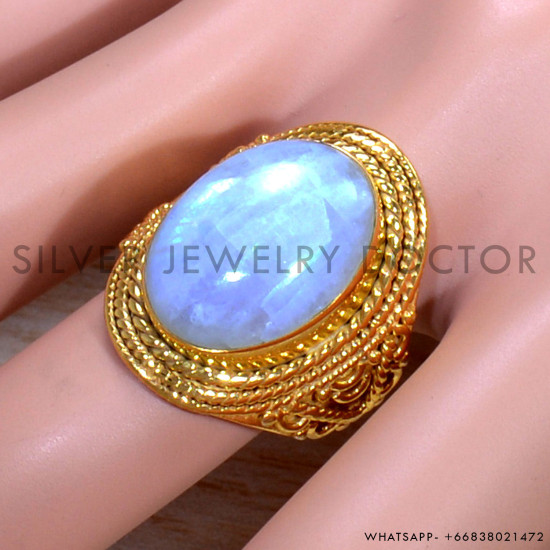 Rainbow Moonstone 925 Sterling Silver Ring (GR-647) Rainbow Moonstone 925 Sterling Silver Ring (GR-647)