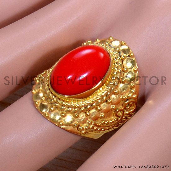 Coral 925 Sterling Silver Ring (GR-651) Coral 925 Sterling Silver Ring (GR-651)