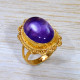 Amethyst Gemstone Premium Class Jewellery Gold Plated Sterling Silver Ring GR-653