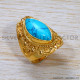 Light Weight Jewellery Gold Plated Sterling Silver Turquoise Gemstone Ring GR-660
