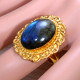 Anniversary Gift Labradorite Gemstone Gold Plated Sterling Silver Jewellery Ring GR-661