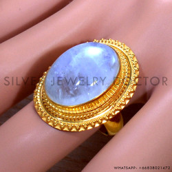 Rainbow Moonstone 925 Sterling Silver Ring (GR-667)