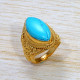 Gold Plated Sterling Silver High Class Jewellery Turquoise Gemstone Ring GR-670