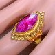 Beautiful Gold Plated 925 Silver Ruby Gemstone Jewellery Ring GR-672