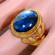 Authentic Gold Plated Sterling Silver Labradorite Gemstone Jewellery Ring GR-675