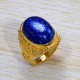 Beautiful Gold Plated Sterling Silver Lapis Lazuli Gemstone Jewellery Ring GR-683