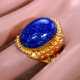 Beautiful Gold Plated Sterling Silver Lapis Lazuli Gemstone Jewellery Ring GR-683