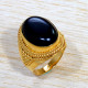 Black Onyx Gemstone Traditional Jewellery Gold Plated Sterling Silver Ring GR-684