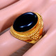 Black Onyx Gemstone Traditional Jewellery Gold Plated Sterling Silver Ring GR-684