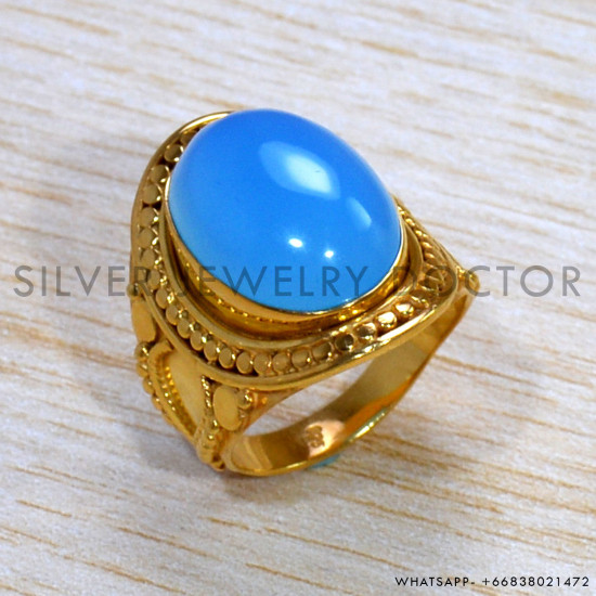 Chalcedony 925 Sterling Silver Ring (GR-687)