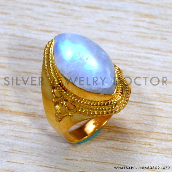 Rainbow Moonstone 925 Sterling Silver Ring (GR-688) Rainbow Moonstone 925 Sterling Silver Ring (GR-688)