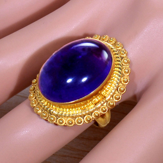 Amethyst Gemstone Gold Plated Sterling Silver Amazing Look Jewellery Ring GR-689