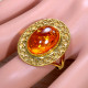Amber Gemstone Marriage Jewellery Gold Plated Sterling Silver Ring GR-699