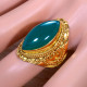 Factory Direct Jewellery Gold Plated Sterling Silver Green Onyx Gemstone Ring GR-701