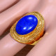Authentic Gold Plated Sterling Silver Lapis Lazuli Gemstone Jewellery Ring GR-703