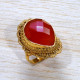 Carnelian Gemstone Gold Plated Sterling Silver High Class Jewellery Ring GR-709