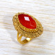 Anniversary Gift Jewellery Carnelian Gemstone Gold Plated Sterling Silver Ring GR-711