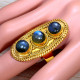 Authentic Gold Plated Sterling Silver Labradorite Gemstone Jewellery Ring GR-724