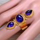 Beautiful Amethyst Gemstone Jewellery Gold Plated Sterling Silver Ring GR-725