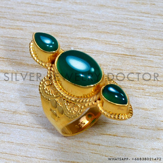Green Onyx 925 Sterling Silver Ring (GR-728) Green Onyx 925 Sterling Silver Ring (GR-728)