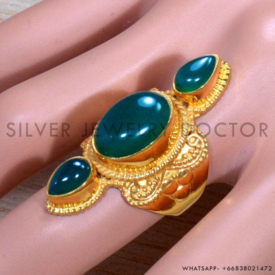 Green Onyx 925 Sterling Silver Ring (GR-728) Green Onyx 925 Sterling Silver Ring (GR-728)