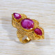Amazing Look Jewellery Gold Plated Sterling Silver Ruby Gemstone Ring GR-730
