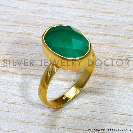 Green Onyx 925 Sterling Silver Ring (GR-743)