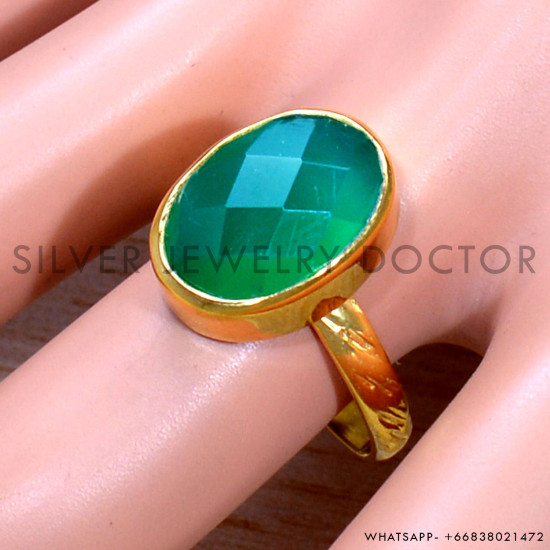 Green Onyx 925 Sterling Silver Ring (GR-743)